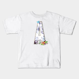 Name Initial Letter A and Weebill Bird Kids T-Shirt